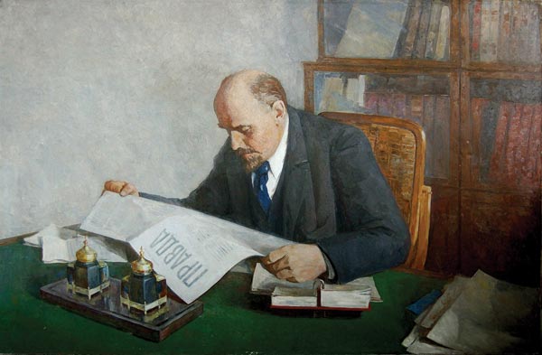 Ленин читает газету120х200